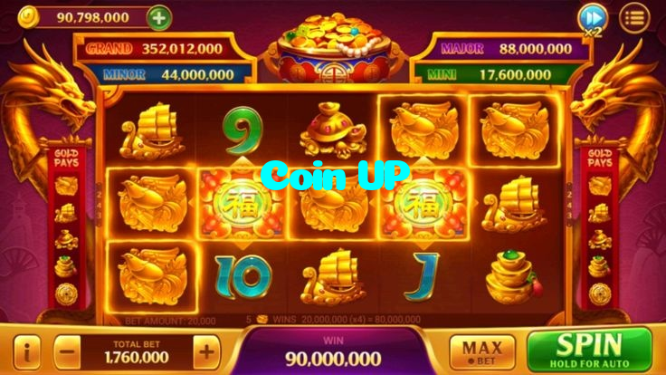 Coin UP casino presented on mobile device in Pakistan with slots and live games